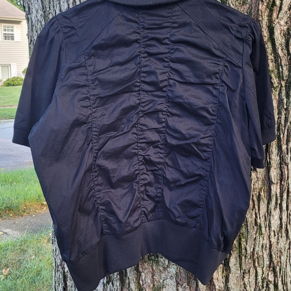 Jacket shorts sleeve black sz. 1X stretch, ruched - Picture 5 of 5